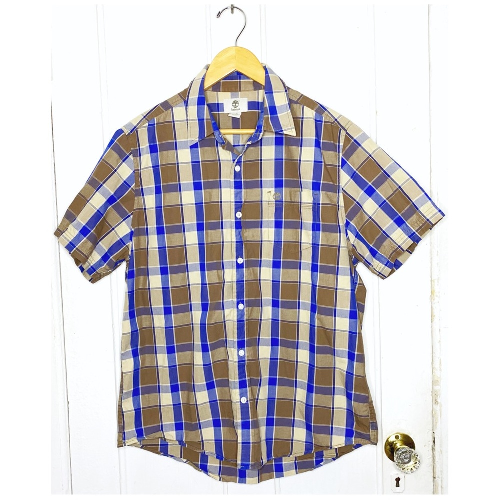 Timberland : Men’s : size : L : casual lightweight plaid flannel button up shirt